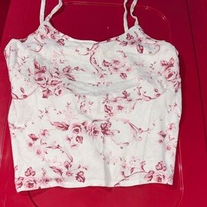 Floral Camisole Top in Pink and White